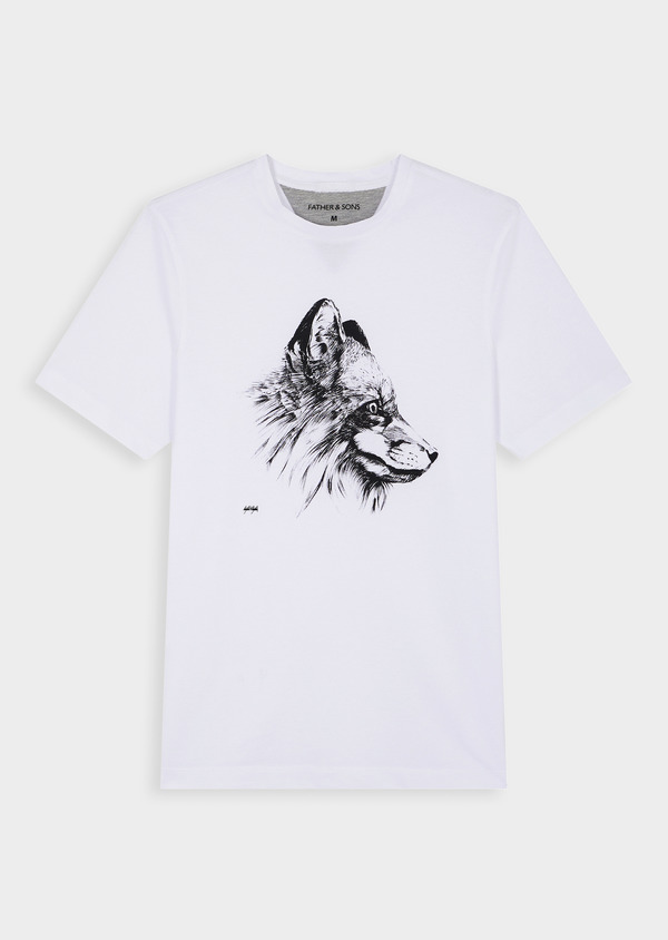 Tee-shirt manches courtes en coton col rond blanc Edition Limitée Florian De Sousa - Father and Sons 46421
